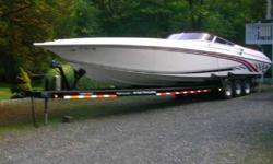 ONLY 170 HOURS - LOADED WITH OPTIONS !
THOUSANDS LESS THAN NEW ! PRICED TO SELL FAST!
The Fountain 42' Lightning is well-known to people who know performance boats and boat racing. In fact, the 42 Fountain held the V-bottom speed record at 140mph for