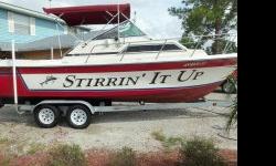 on Continental Duel Axle Trailer w/ Surge Brakes
New 15? Tires including Spare
New Kodiak Brakes! NEVER Seen Salt Water!
Re-powered with Pleasure Craft Marine 5.7 Liter (350cc in.) High Output Engine
New Mercruiser Alpha 1 Outdrive
New Stainless Steel