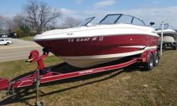 Monterey Edge 20E power boat with matching tandem trailorManufactured in 1999, but shows as 2000 model year in NADA bookred/white 20' Monterey Edge,Volvo Penta 5.0 GI SX single prop 250 hp engine with only 284 hours,Interior and exterior in excellent