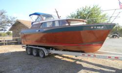 61 Fairliner 26ft mahogany boat ,has 09 aluminum triple axle trailer that cost $6000. Late mod mercruiser V8 with velvet drive ,was semi restored two years ago . Very cool boat but I have lost storage and need to sell ! A real bargin thousands below
