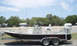 Wholesale Marine Shallow Craft 22'8" Flats Boat With a 225hp Johnson outboard engine, Hydraulic steering, jack plate, new upholstery, new deck paint, lowrance 332C dg/ff, rocket launchers, live wells, rod holders, AM/FM, comes with 2010 McClain alum
