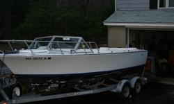 20' Bertram runabout, 1966, new gas tank, upholstry replaced in 2001, new gel coat in 2001, and includes Easy Load trailer
Category: Powerboats
Water Capacity: 0 gal
Type: Runabout
Holding Tank Details: 
Manufacturer: Bertram Yachts
Holding Tank Size: