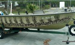 1969 StarCraft 14' Mariner aluminum fishing boat w/25hp Johnson two stroke outboard motor. Equipped with: Massive LED light bar, spot light, trolling motor, stereo, cup holders, floor insert, rod storage, rod holders, single axle trailer w/winch, bow