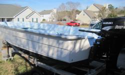 1970 Custom 15 Skiff (Completely Repainted)
2003 Suzuki DF30 4-Stroke Engine
Trailer As Shown Included In Sale
Location: Okatie, SC
This solid and clean custom 15 skiff has just been completely re-done with poly paint. This boat was made by a company in