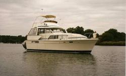 Beautiful 41' Chris Craft Motor Yacht. New T-330 Marine Power engines and transmissions installed in 1991, currently only have approx 150 hours. 10 KW Kolher Generator, 400 gal fuel capacity, 100 gal fresh water capacity, 12 gal hot water heater, 14 knot