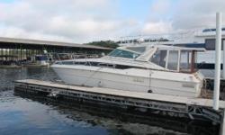 1980 Sea Ray SRV 360 Express Cruiser - Check out this spacious interior, thanks to the 13'11" beam.&nbsp; The highlight of the floorplan is a huge galley with lots of counter space and storage.&nbsp; The cockpit is huge with double helm and companion