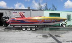 OWNER WILL FINANCE!
ACCOMMODATIONS & LAYOUT: &nbsp;1984 Wellcraft Scarab 42 with 2007 Triple Mercury Engine&nbsp;and Triple Axle Trailer. &nbsp; This is a Unique, Completely Custom 42 Scarab. Boat was COMPLETELY gutted in mid 2009-every nut, bolt, and