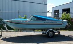 This is a nice multipurpose boat. It's great for fishing, cruising, or towing the kids on a tube. It is powered by a 4 cylinder Mercruiser inboard/outboard producing 120 H.P. with an Alpha One outdrive. It also includes a trailer and a cockpit cover. It