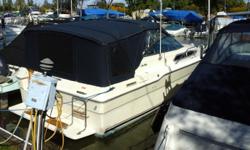 Very clean boat with newer upholstery.
Beam: 11 ft. 0 in.
Speed max: 30
Compass; Depth fish finder; Stove; Vhf radio; Stereo; Bimini top; Shore power; Gps loran; Fridge; Shower; Camper canvas; Swim platform;