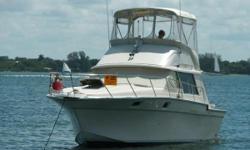 WITH NEW POWER / TRANS and ALL THE UPDATES
THIS BOAT IS A STEAL!!!
(LOCATION: Manatee County FL) The Silverton 34 Convertible is a mid-sized cruiser with big cruiser features. She has a flybridge with full enclosure, open cockpit, roomy salon, and forward