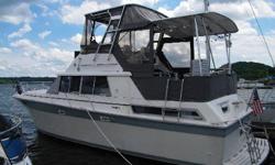 **** JUST REDUCED ****
*** W/TWIN 350 CRUSADERS/AC/GEN/RADAR/TWIN HARTOPS/ HOURS 930/ ***This 40 Foot Aft Cabin Fresh Water Aft Cabin Cruiser is Powered by twin Crusader 454s with only 930 hours Ammenities and Options include:Kohler 7.4kw generator
Custom