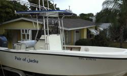 1988 Mako 231 Center Console with a 2004 Yamaha 250 HDPI 2stroke outboard with only 510 engine Hours. The owner just had all new electric wires with new switches and also a new 75 gallon aluminum fuel tank with new aluminum lines. She come with a