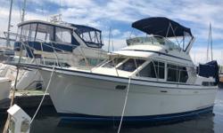 Classic Aft-Cabin Motoryacht with premier construction. The spacious, bright, and airy salon includes a lowerstation with great sightlines. Both staterooms have a private head. The bridge has seating for six and many more on the full-beam aft deck. Call