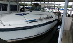 Beautiful Carver with under 500 hours! Powered by 330hp Mercruiser 7.4 lt sterndrive. Maintained by LPYM. Service records available. New Carpet 2016, new aft bed and curtains and upholstery 2012. Shore power, A/C-Heat, Stereo, stove, fridge (needs work),