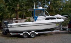 22'walkaround with 9.9 Yamaha 4 stroke trolling motor. Also includes fishfinder, 2 electric downriggers and new bottom paint.Cabin and cockpit heater. Always garaged and in excellent condition.
22'walkaround with 9.9 Yamaha 4 stroke trolling motor. Also
