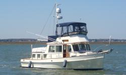 Highly regarded aft cabin trawler with an unmatched reputation for beauty, comfort and seaworthiness.Patriot has it all; twin, well maintained, 210HP Cummins, queen walkaround master berth, two staterooms, two heads, fiberglass decks recently painted (no
