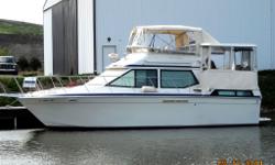 Very special aft-cabin cruising yacht, marine maintained. Unusually spacious accommodations with full dinette, large U-shaped galley w/stove, microwave, convection oven, frig w/freezer. Two staterooms forward and aft, 2 elec heads. VHF, radar,