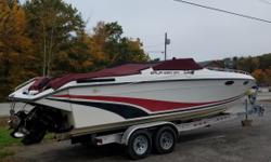 HOLD ON!
This 68MPH Rocket Ride has lived almost it's entire life of 525 hours exclusively in freshwater.
The second owner of this extremely clean and well kept 280 ES will be including the equally clean and newer tandem axel trailer and all the safety