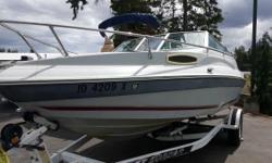 Comfortable Cuddy Cabin, top and curtains, tie bar steer and speed control for kicker motor. Equipped with speed indicator, rod holders, and challenger stereo.
Nominal Length: 19'
Engine(s):
Fuel Type: Other
Engine Type: Stern Drive - I/O