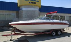 Features:
MerCruiser 454-300HP
Stainless Steel Prop
Dual Batteries
Sport Seating-Sunpad
Two Captain's Charis w/ Flip-up Bolsters
Bimini Top
Convertible Top w/ Enclosure
Filler Cushion
Snap-on Bow & Cockpit Canvas
Depth Sounder
Upgraded AM/FM CD Stereo w/
