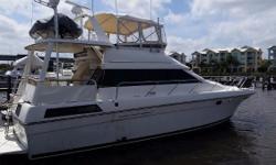 Large comfortable Salon .. Guest sleep forward in two seperate staterooms and owners cabin is Aft. Full electronics package with a tender davit .. The engine room is Huge with easy access to the 485 &nbsp;HP Detroits Diesel and Onan 12.5 Generator.