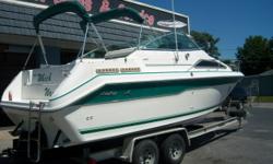 This 1992 Sea Ray 240 Aft Cabin is powered by a 5.7 Mercruiser. Features include: enclosed head, dockside power, pressure water, shower off of swim platform, full camper canvas, fridge / freezer, battery charger, never bottom painted! This sale also
