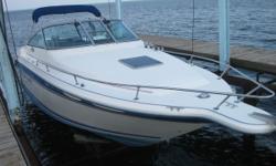 Nice Cuddy with 5' 10" Headroom. Newer canvas inc. Bimini, Side curtains, Backdrop, and Tonneau cover. Mercruiser 7.4/Bravo 2/ 330HP with 466 hours. Fridge, Pumpout head, Shorepower round out the amenities on this great weekender. Note to fishermen: Aft