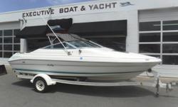 MerCruiser 4.3LX, 205 hp engine, no hour meter
Alpha One sterndrive w/stainless steel prop
Sea Ray 1-axle trailer
(1) Battery w/switch
Halon
Convertible top
Full storage cover
Back-to-back fold-down seating
Walk-thru windshield
VHF radio
AM/FM cassette