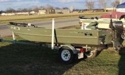 1993 Tracker Sportsman 14 Jon with 1997 Force 9.9M and Trailer 1993 Tracker Sportsman 14 Jon with 1997 Force 9.9M and Trailer is for sale. This 14' Jon comes with a MK 33# Troller, Seat, Cover, Tank, and a Spare Tire. Price is $1695.00
Engine(s):
Fuel