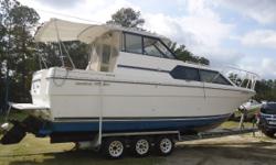 1995 Bayliner 2859 Super Classic
LIVE ABOARD! 1995 BAYLINER 29' SUPER CLASSIC EXPRESS CRUISER POWERED BY A 7.4 MERCRUISER WITH 350 HSP. THIS HARD-TOP MODEL HAS A GOOD LAYOUT WITH A LARGE DECK AND SPACIOUS CABIN. DECK HAS REAR BIMINI-OP, AND COCKPIT HAS