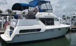 This 1995 Carver 32 Aft Cabin is powered by 2 brand new engines with approx 59 hours. This beauty needs nothing, start enjoying from the moment you take possession. Beautiful Aft deck under a fantastic Bimini perfect for evenings on the hook. Eisenglass