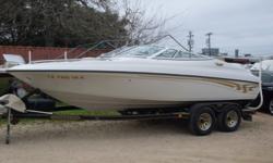 1995 Crownline 202, 5.7 Litre Mercruiser, 190 Hours, 250HP, Bravo 3 Dual Prop, Thru Hull Exhaust, Captains Call, Snap On Bow and Cockpit Covers, and Tandem Axle Trailer.
Beam: 8 ft. 6 in.
Boat cover;