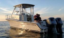 Grady-White's 268 Islander is an excellent family fishing boat! The cabin provides ample storage along with numerous fishing amenities. In the cabin, you will find an enclosed electric head, a berth large enough for two, and a mini galley. Slip away for