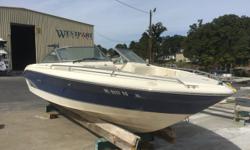 96 Sea Ray 210 BR with Mercruiser 5.0 220 HP engine and Mercruiser Alph drive . Showing 550 hours on meter.
Engine runs fine, reaches 4800 RPM, trim/ tilt all work.
Good shape for age, boat and trailer have been dry stored, fresh water use only.
Interior