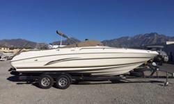 MerCruiser 454 MPI, 330 hp engine: New short block in 2015 w/ 0 hours, 600 hours on boat.
Bravo I sterndrive w/stainless steel prop
Trim tabs
Trim indicator
Silent Choice exhaust - balanced & blue printed
Tandem-axle trailer w/surge brakes, spare tire, &