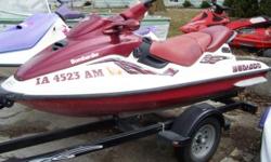 Just in time for Summer wave running. Good condition- water ready.
Category: Personal Watercraft
Water Capacity: 
Type: PWC
Holding Tank Details: 
Manufacturer: Sea Doo
Holding Tank Size: 
Model: GTX
Passengers: 0
Year: 1998
Sleeps: 0
Length/LOA: 10' 4"