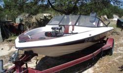 1998 18' Champion Fish & Ski
With a Force 120 hp Mercury motor, single/dual batteries w/ charger, live well, fish box, depth gauge, fish finder, AM/FM w/ CD, dual captain's chairs, rear bench, trolling motor, ski pole. Comes with single axle steel