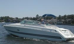 Purchased from original owner (279 engine hours), TWIN MerCruiser I/O's, stanless steel props, on board ice maker, wet bar, full head & V-birth in cabin, automatic fire extinguishing system, trim tabs, power drive lift and anchor, AM/FM/CD Stero, blue