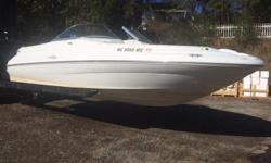 1998 Searay 210SD with 5.0L, 260HP Mercruiser Engine. This boat has a new engine with only 4 hours on it, one owner boat, extended swim platform, radio, instrument panel, sink, head with porta potty.*Does not have trailer
