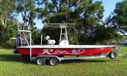 1999 Shallow draft 24 ft flats boat. This boat is loaded with a massive casting deck on the bow, huge live wells, and 4 large insulated fish boxes in the deck. Equipped with a T-Top, 2016 Suzuki 250 SS, polling platform, dual power poles, Hummingbird