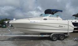 1999 Rinker 242 Fiesta Vee recent repower with 149 hours and new outdrive. The phrase " picture tells a thousand words" is true in this case. This cabin boat is very clean inside and out. Why spend more if you ae looking for good comfortable times on the