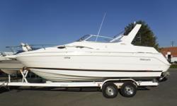 MerCruiser 7.4 L MPI engine, aprx 214 hours
MerCruiser Bravo III sterndrive w/stainless steel props
Halon
(2) Batteries w/switch
Battery charger
Shorepower w/cord
Metal Craft 2-axle trailer w/surge brakes, spare tire & custom rims
Trim tabs
Hot water