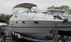 This 1999 Maxum 2800 SCR is powered by twin 4.3 Mercruisers with Bravo 2 outdrives. Features include: air conditioning, dual batteries, new full enclosure canvas, depth finder, VHF, radio, stereo, enclosed head, stove, hot water heater, refrigerator. This