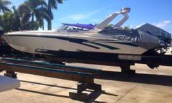 (LOCATION: St. Petersburg FL) This lightly used 42 Fountain Lightning is an affordable introduction to high performance boating. This beauty has been dry stored over its lifetime, professionally maintained, and features totally rebuilt engines including