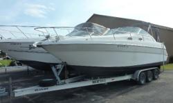 This Sea Ray 270 is the rare 9'2" beam boat with an overall length of almost 30'. Low hours. Trades considered. CANVAS CAMPER CANVAS COCKPIT COVER DECK ANCHOR W/LINES ELECTRIC WINDLASS SKI TOW SPOTLIGHT WALK-THROUGH WINDSHIELD ELECTRICAL 12 VOLT SYSTEM 30