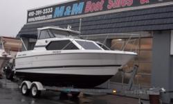 This 2000 Bayliner 2452 Ciera is powered by a 5.0 liter Mercruiser - 230hp. Features include: Hardtop, full canvas enclosure, VHF, dual batteries, stereo, depth finder, GPS, camper canvas with screens, trim tabs, dockside power, two burner stove, enclosed