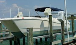 Enjoy the ride and comfort of a Word Cat
Catamaran. This 266 Leisure Cat has an open cockpit layout designed to handle
many passengers in comfort. Offshore or nearshore she can handle it all. Powered
by Twin Yamaha 150 hp outboards with 400 hours.