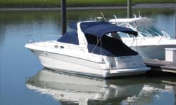 This 310 Sundancer was on a freshwater lake until the end of last summer so she shows extremely well. She is loaded including a full enclosure camper canvas and a mooring cover both of which are in very good shape. 350 MPI V-drive engines and the