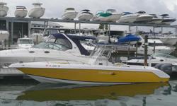 2000 Donzi 32ZF powered by 2004 Yamaha 300 HPDI's with 158 hours! A few of the notable options include: new upholstery, new windlass, full cover, helm cover, cowling covers, livewell, Furuno radar, Garmin 220 GPS, Garmin fishfinder 160, VHF, CD/FM/AM and