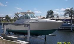 This 2001 Pursuit has been repowered by a pair of 2011 Mercruiser 5.7 Horizon engines and Transmissions, with approx 20 hours and a 7 year transferable platinium warranty and smart craft ready, new shaft seals, couplings and cutlass bearings. New 2012
